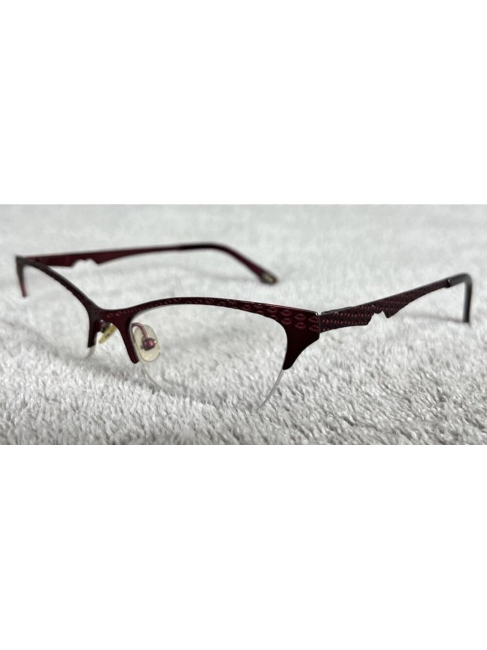 Lulu Guinness L740 Red Candy Lips Half-Rim Metal Eyeglasses Frames 49-17-135 - Picture 1 of 8
